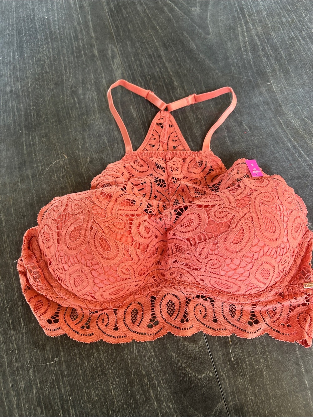 PINK Victoria's Secret Rust Lace Racerback Bralette